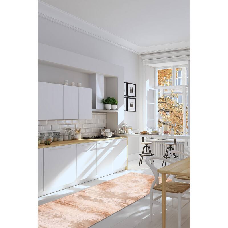 ECARPETGALLERY Hand-knotted Legacy Beige, Brown Silk, Wool Rug - 2'6 x 10'2