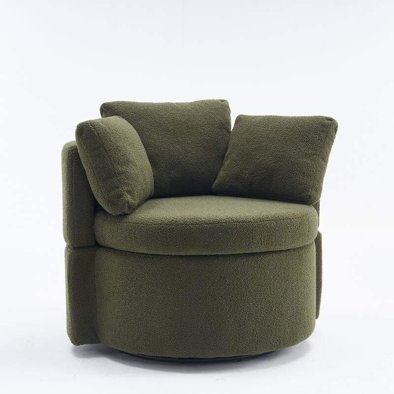 Teddy Fabric Swivel Storage Chair With Back Cushion