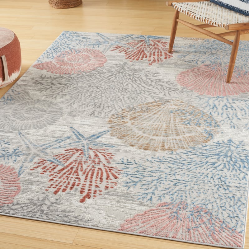 Nourison Pompeii Coastal Beach Shells and Coral Area Rug