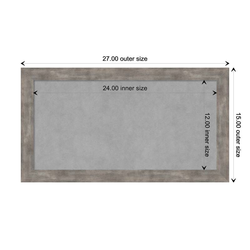 Amanti Art Marred Pewter Framed Magnetic Board - Board Size 24x12
