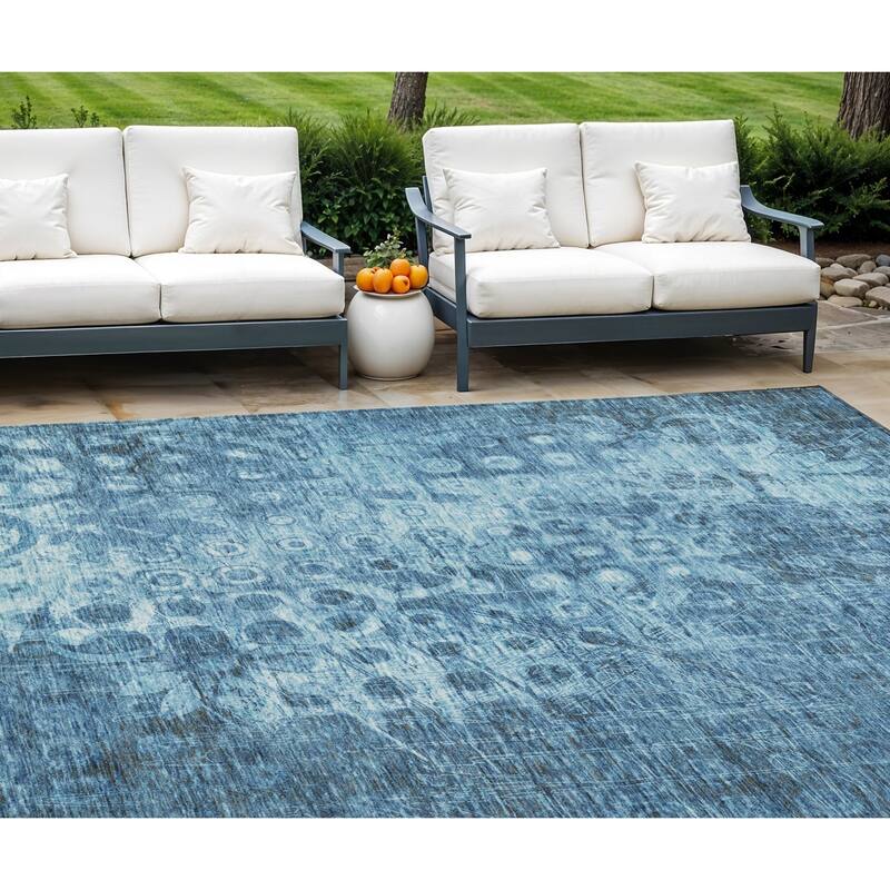 HomeRoots Ikat Transitional Rectangle Outdoor Rug - 9' X 12'