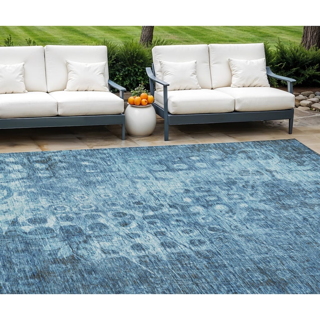 HomeRoots Ikat Transitional Rectangle Outdoor Rug