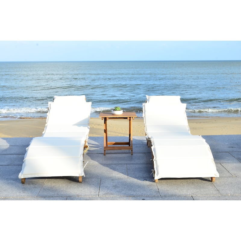 SAFAVIEH Outdoor Jamya 3-Piece Lounge Set - 21Wx25Dx72H - Natural/Beige