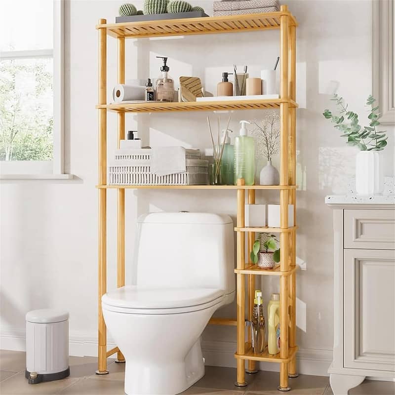 Over The Toilet Storage - 10.2"D x 32.8"W x 70.8"H - 10.2"D x 32.8"W x 70.8"H - Natural
