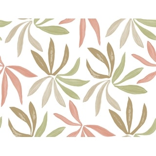 York Wallcoverings Little Garden Leaf and Coral Wallpaper