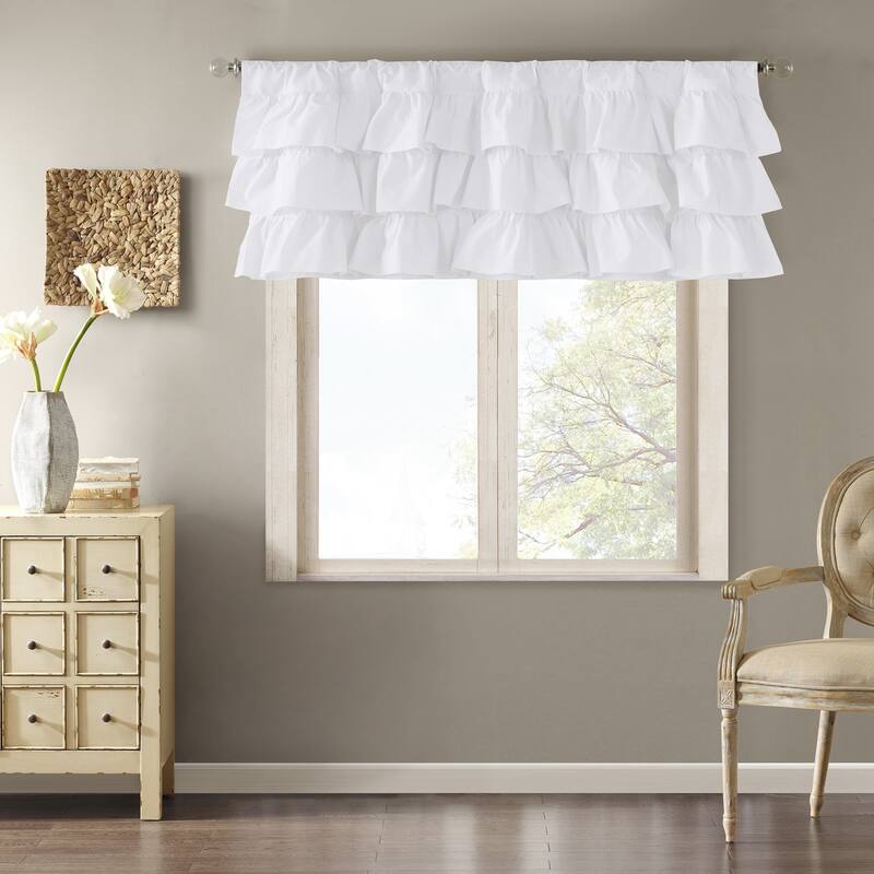 Madison Park Joycelyn Cotton Oversized Ruffle Curtain Valance