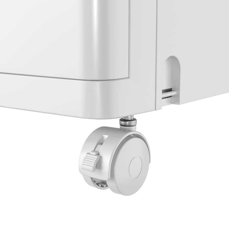 Javlergo 2-Door Plastic Storage Cabinet with Drawer & Wheels White Rolling Storage Organizer with Magnetic Doors for Living Room