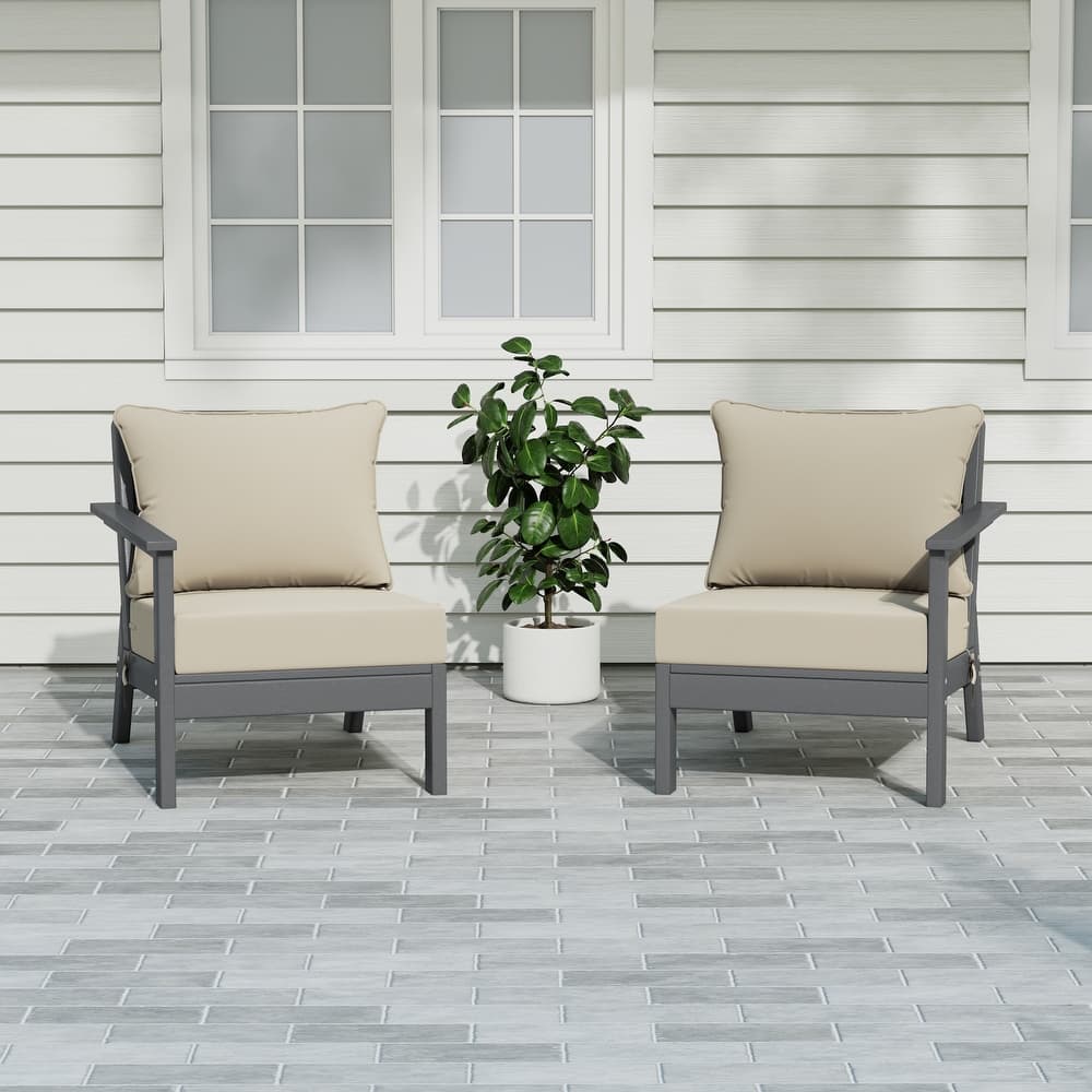 Birchwood All Weather HDPE Outdoor Patio Deep Seating Gray Loveseat (2-Piece)