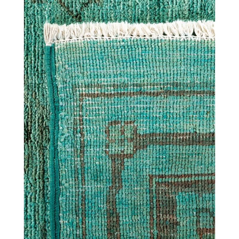 Overton Hand Knotted Wool Vintage Inspired Modern Contemporary Overdyed Blue Area Rug - 12' 1" x 14' 9"