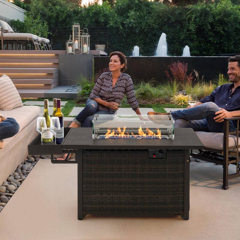 Gymax Propane Gas Fire Pit Table 52 Inch Propane Fire Pit w/ Wind