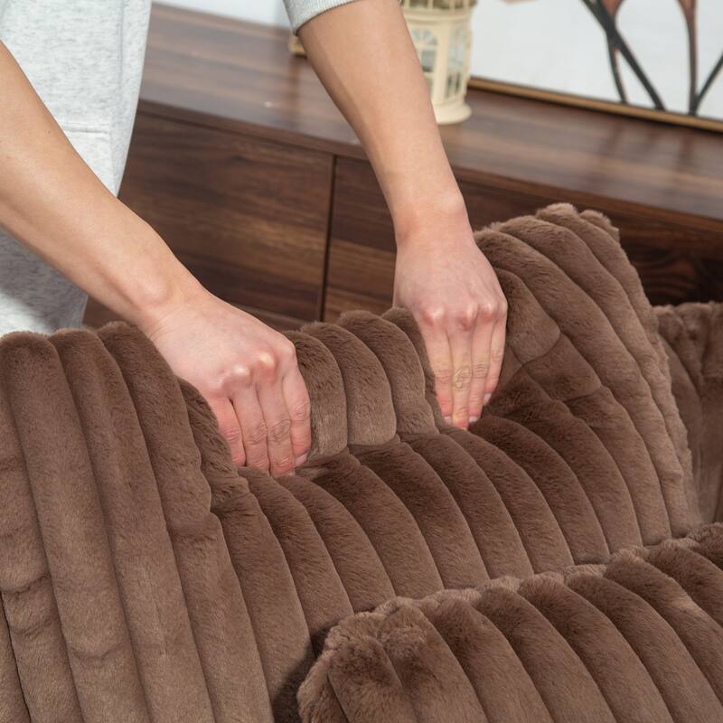 Modern Sofa Chair Round Accent Barrel Chair With 5 Pillows and Storage Ottoman