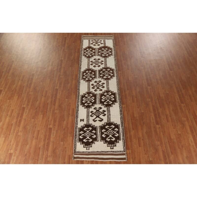 Anatolian Natural Dye Turkish Runner Rug Hand-knotted Wool Carpet - 3'3"x 12'0"