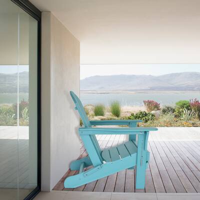 Zenvida Matanzas HDPE Folding Adirondack Chair Outdoor Patio Furniture