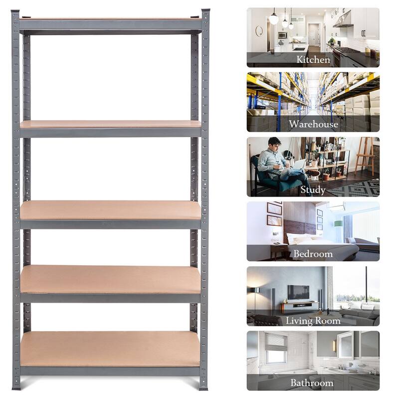 Gymax 72'' Steel 5-tier Garage Shelf Metal Storage Adjustable Unit