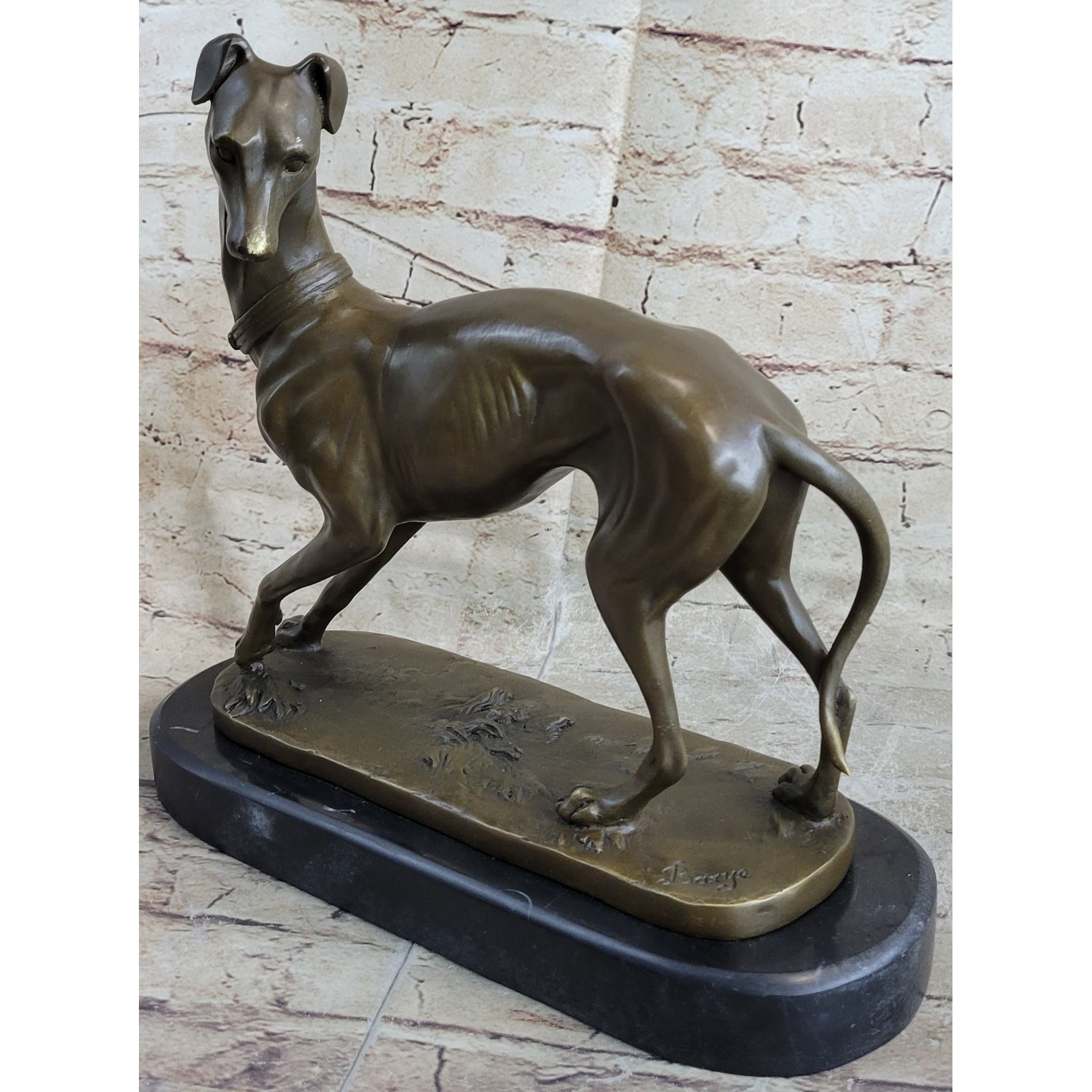 Handmade Large Bronze Of A Whippet Greyhound Dog Classic Masterpiece Figurine