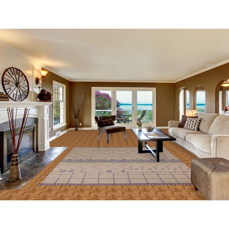 Earth Tone Trellis Moroccan Oriental Area Rug Hand-Knotted Wool Carpet - 7'8"x 8'8"