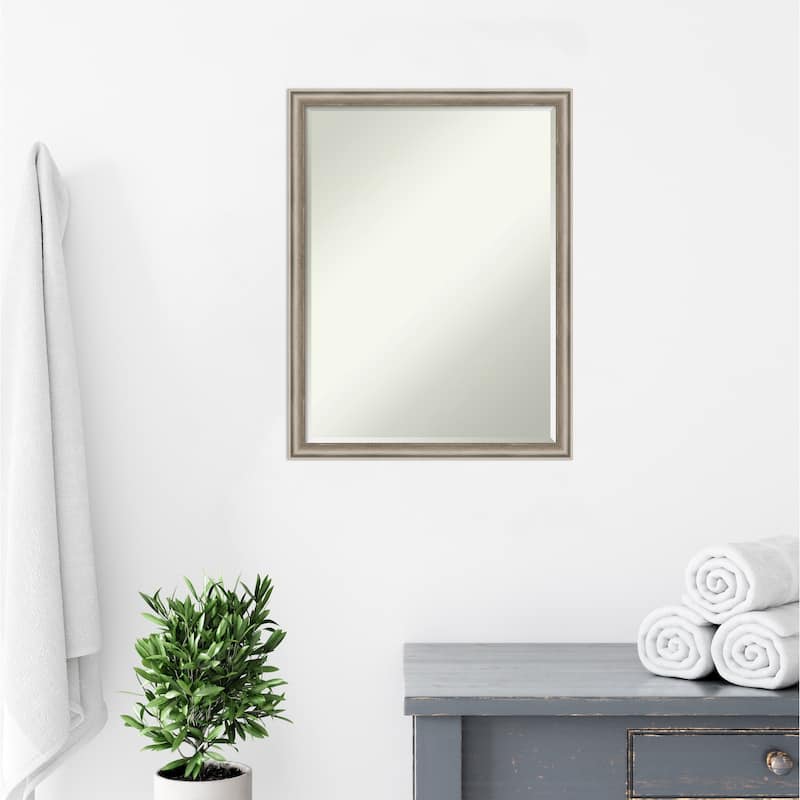 Salon Scoop Half-Inch-Bevel Wood Framed Bathroom Vanity Wall Mirror - Glass Size 18x24