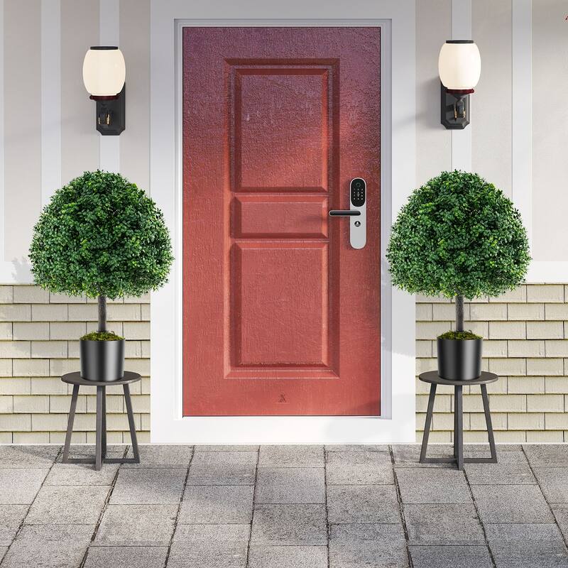 Gymax 2PCS 28'' Artificial Boxwood Topiary Ball Tree Set w/Ground