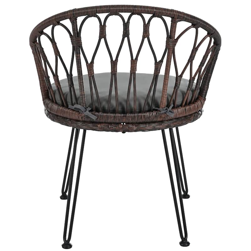 Outdoor Leisure Set, 2 Rattan Single Chairs with A Glass Round Table, Perfectly Suited for Patios, Balconies, and Courtyards