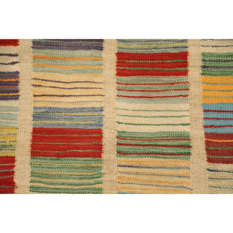 Hand Woven Oriental 100% Wool Carpet Southwestern Modern Multi-Colored Kilim Area Rug - 5' 1'' X 3' 3''