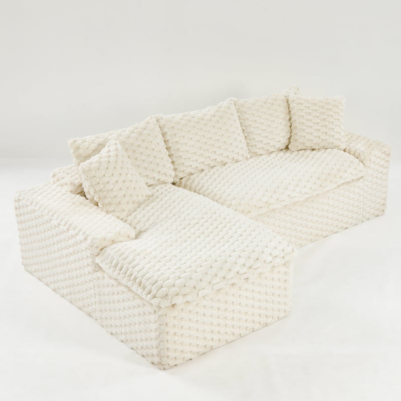 L-Shaped Sleeper Sectional Sofa Convertible Straight Sofa, Loveseat and Chaise Lounge Set for Living Room