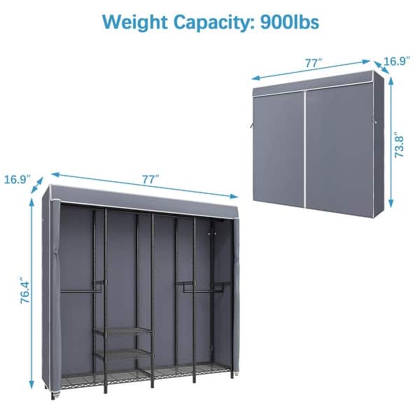 Garment Rack Heavy Duty Clothes Rack with Cover, Closet Portable ...
