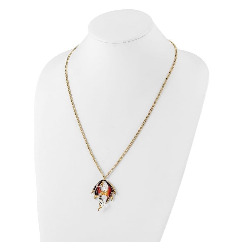 Glass Baron Dragon Handcrafted Glass Gold-Tone Necklace with 22k Gold Trim