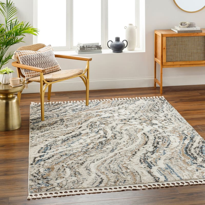 Elizondo Global Area Rug - 5' 3" x 7' - Gray/Multi