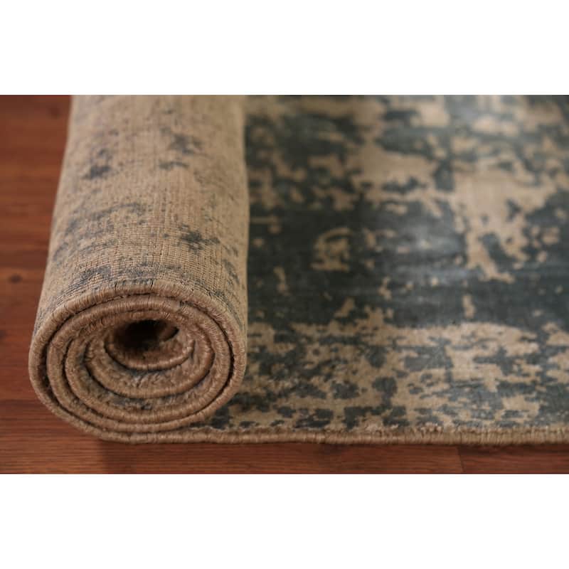 Abstract Contemporary Foyer Rug Hand-Knotted Wool Carpet - 3'0"x 6'5"
