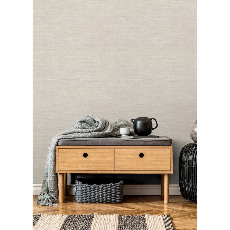 A-Street Prints Essence Cream Linen Texture Wallpaper - N/A