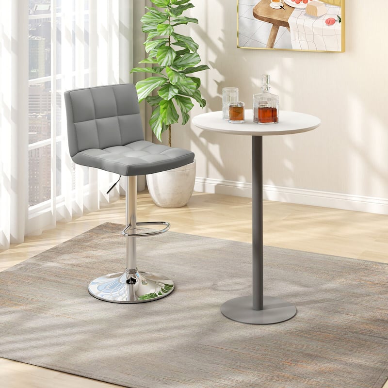 Gymax Adjustable Swivel Bar Stool Counter Height Bar Chair PU Leather