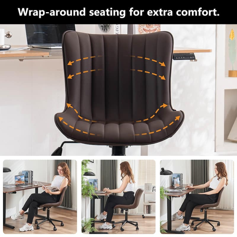 Ergonomic Office Chair Swivel Armless Desk Chair with Wheels