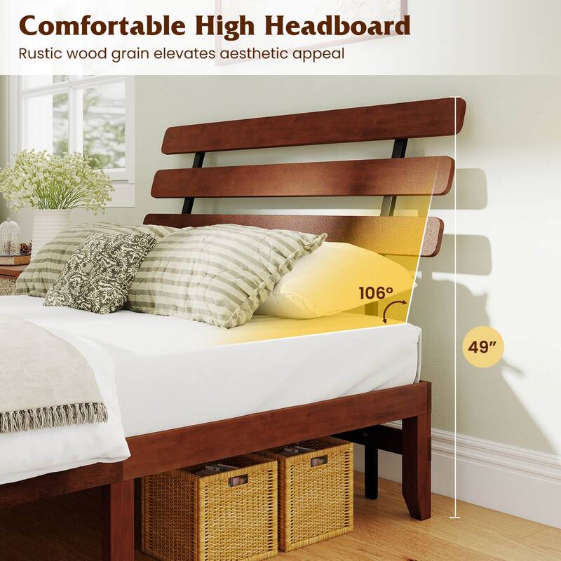 Costway 15.5 Inch Twin/Full/Queen Size Bed Frame with Retro Headboard