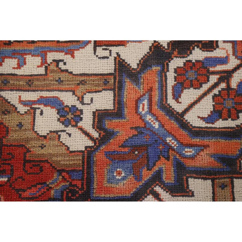 Hand Knotted Oriental 100% Wool Carpet Traditional Medallion Red Heriz Area Rug - 9' 7'' X 6' 11''