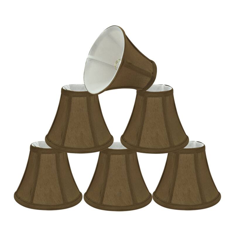 Aspen Creative Bell Chandelier Clip-On Lamp Shade (6 Pack), Light Brown, (3" x 6" x 5")
