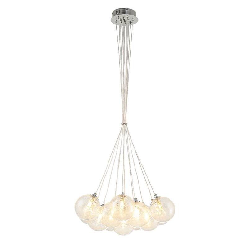 Chrome 13-Light Glass Globe Cluster Bubble Chandelier