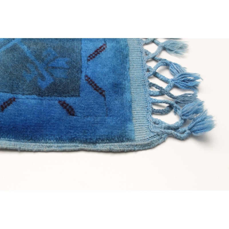 ECARPETGALLERY Hand-knotted Color Transition Blue Wool Rug - 2'9 x 9'9