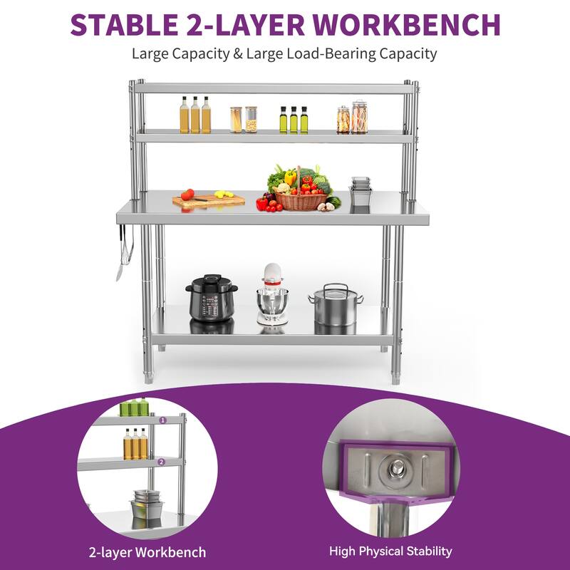 Stainless Steel 42'' L x 24.00'' W x 54.50'' H Work Tables