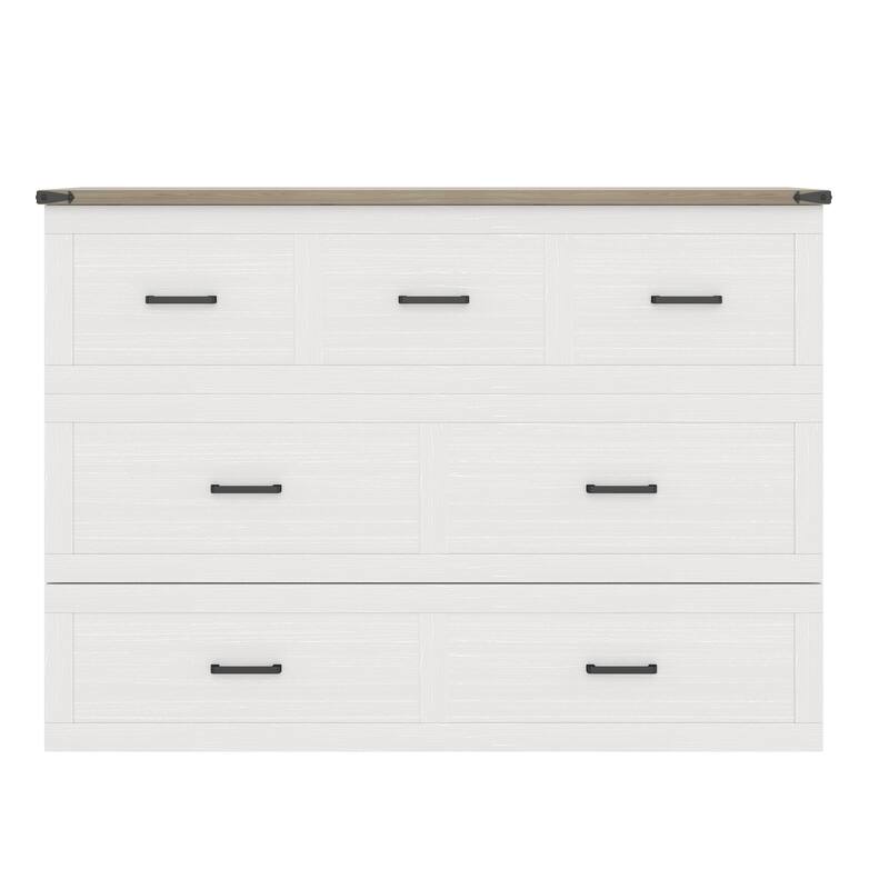 Murphy Bed Cabinet Queen Size with Charging Station, Multi-Functional Foldable Platform Bed with 1 Large Storage Drawer