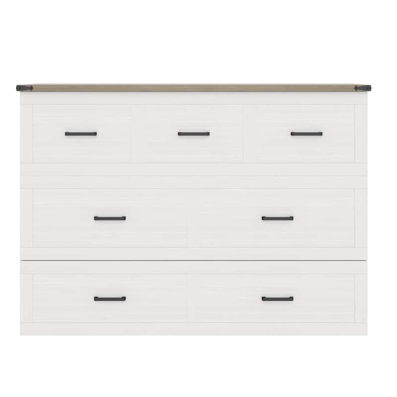 Roomfitters Queen Size Murphy Bed Cabinet with Charging Station, Foldable Platform Bed with Storage Drawer