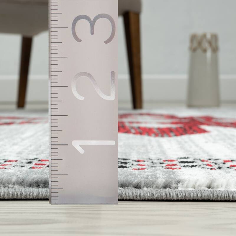Abani Porto PRT110E Southwestern Tribal Print Grey and Red Area Rug