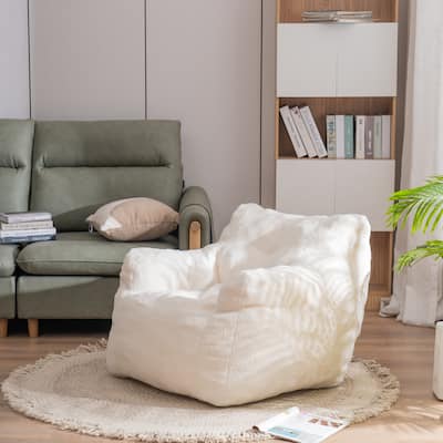 010-Soft Teddy Fabric Tufted Foam Bean Bag Chair