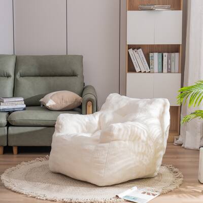 Foam Bean Bag Chair Soft Tufted With Teddy Fabric