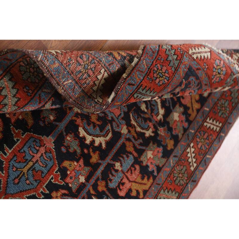 Heriz Serapi Persian Antique Accent Rug Handmade Wool Carpet - 3'8"x 4'10"