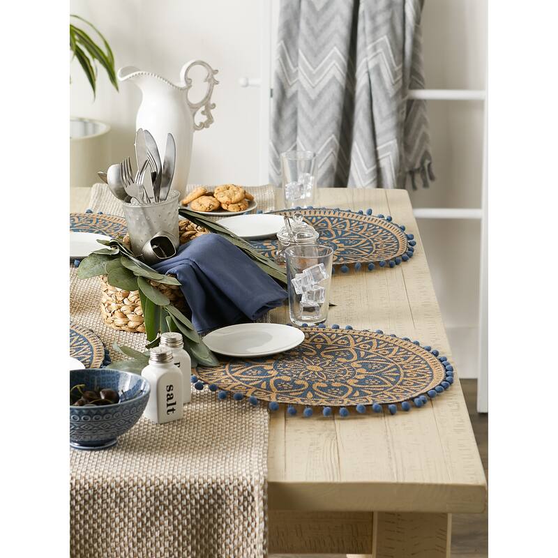 DII Block Print On Natural Round Jute Placemat (Set of 6)
