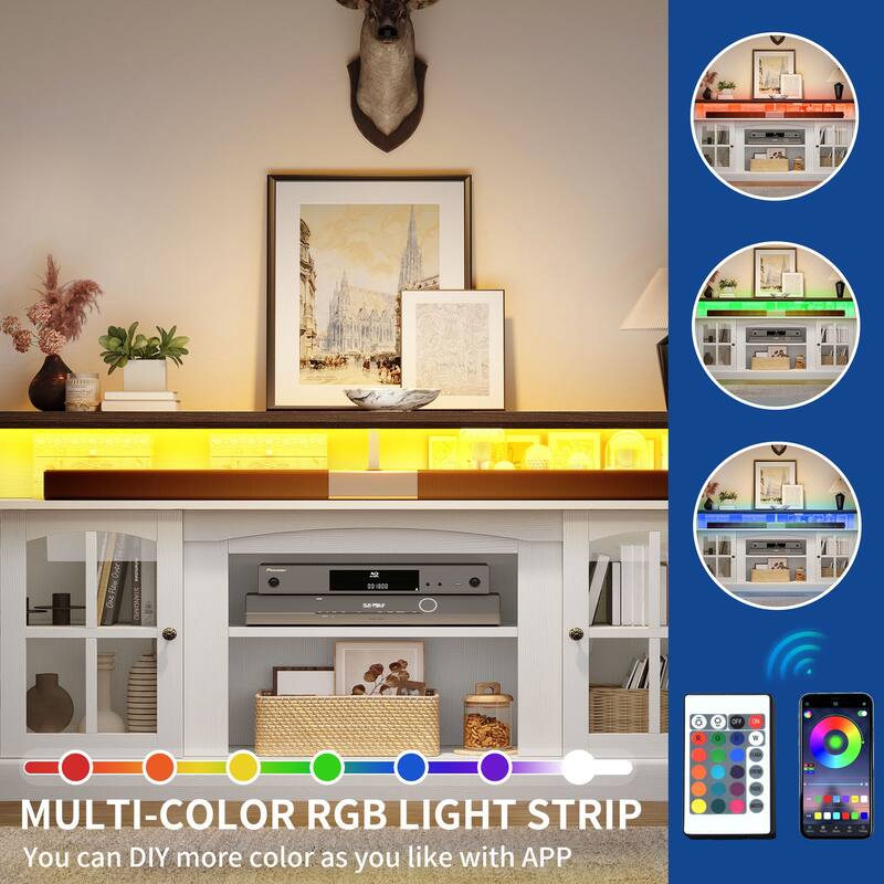 Moasis Farmhouse 65" Highboy LED TV Stand, Entertainment Center Media Console for TV up to 65"
