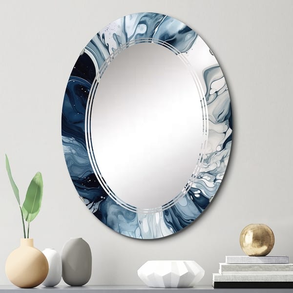 slide 2 of 14, Designart "Blue Grey Ethereal Elixir I" Abstract Modern Wall Mirror 20in.x30in.