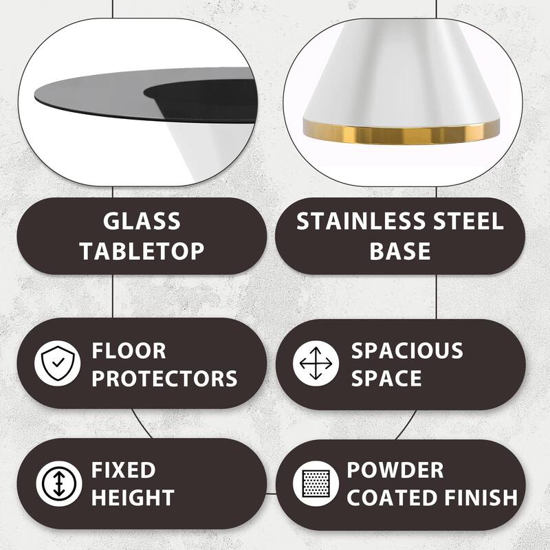 Round Dining Table with a Glass/Stone Tabletop in Qorvus Series by LeisureMod