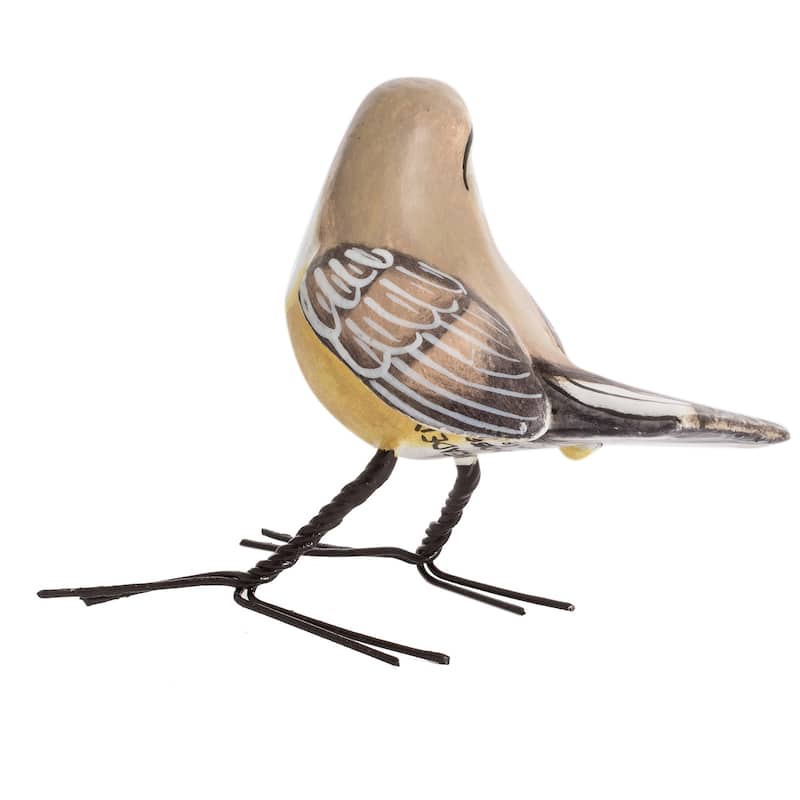 Novica Handmade Grey-Headed Chickadee Ceramic Figurine