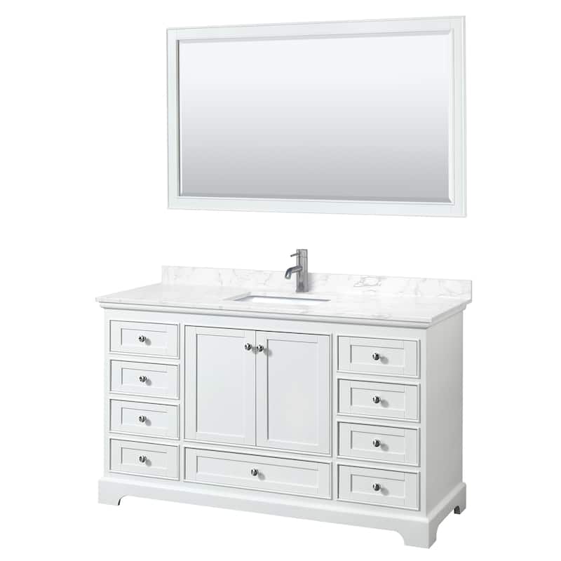 Deborah 60-inch Single Vanity, Cultured Marble Top, 58-inch Mirror